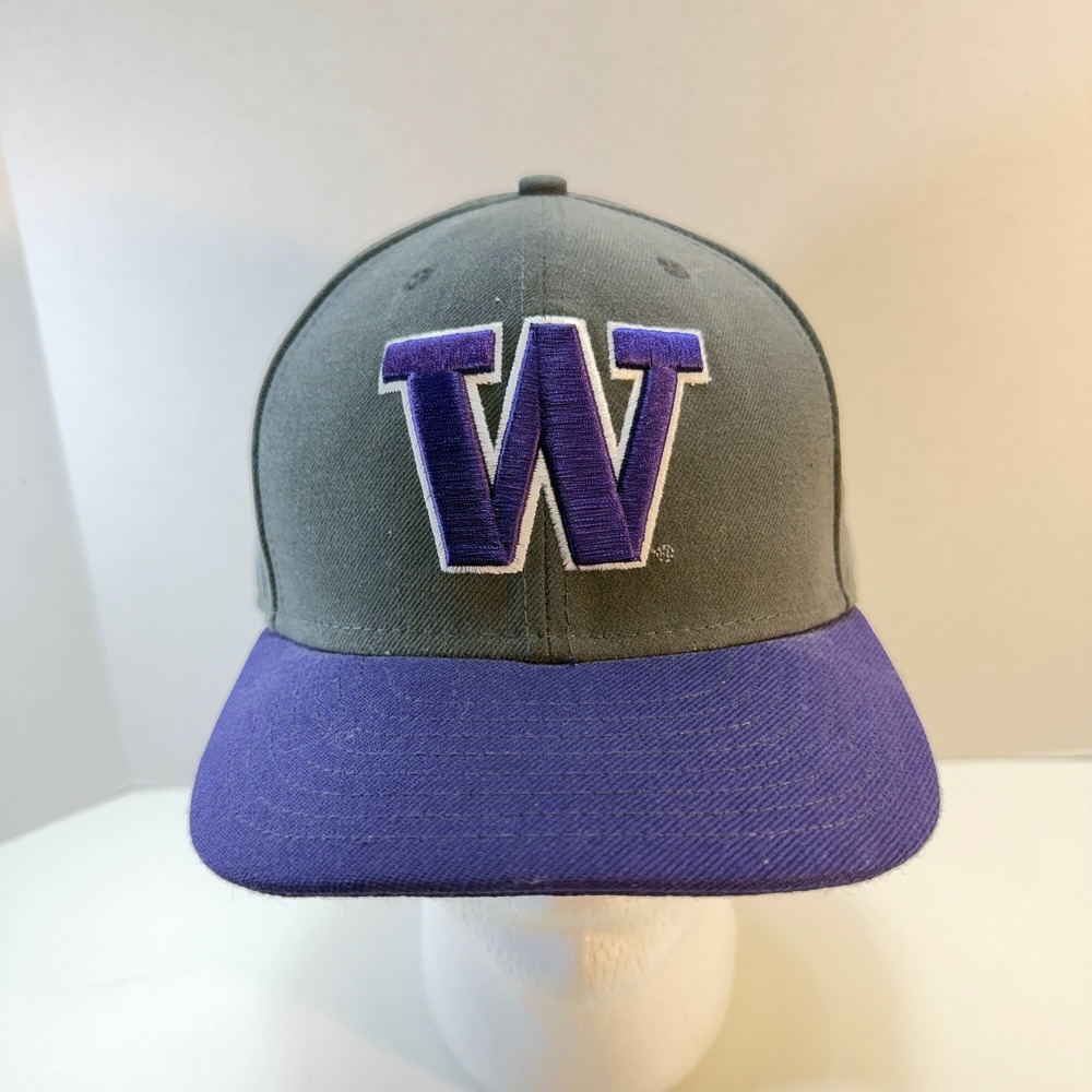 Washington Huskies Fitted Cap New Era 59FIFTY Hat Men‎ 7 1/4 Gray Purple NCAA